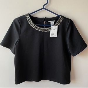 NWT Top with Jewel Collar